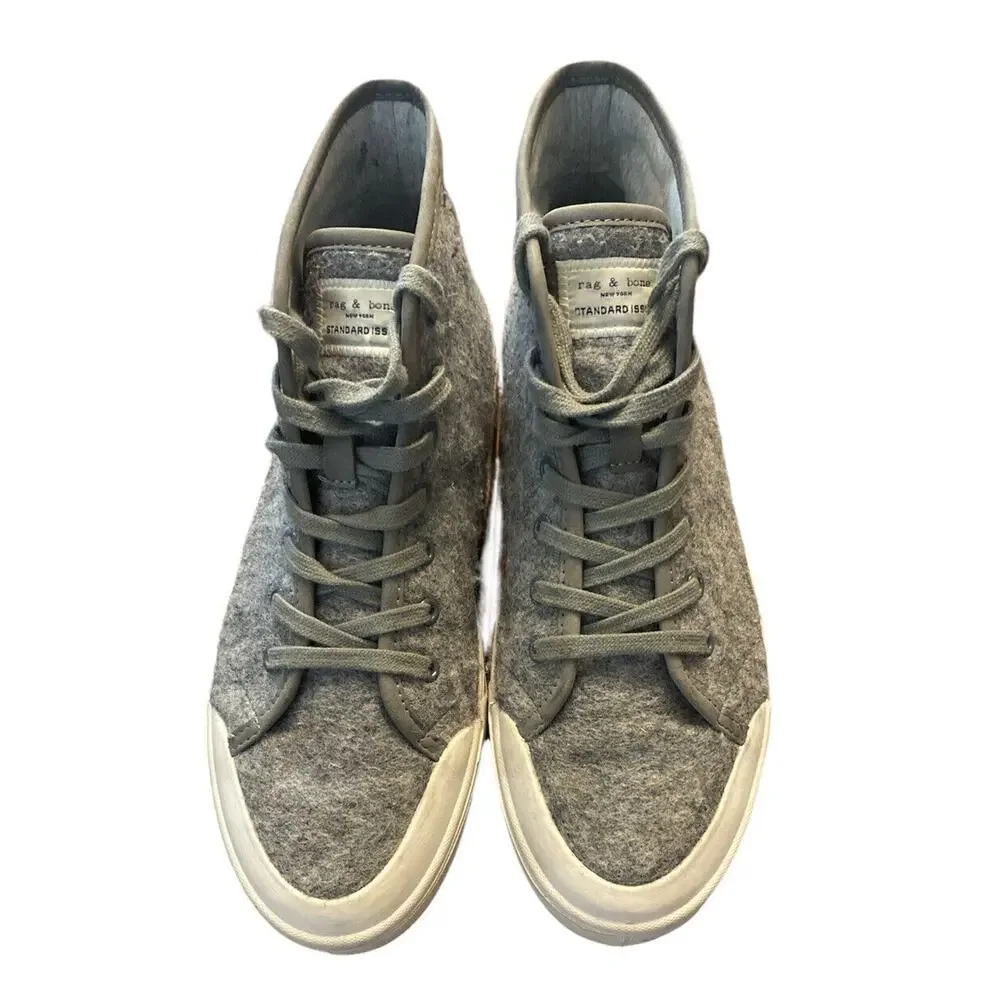 EUC RAG & BONE STANDARD ISSUE GRAY WOOL HIGH TOP GYM SHOES! Sz 13